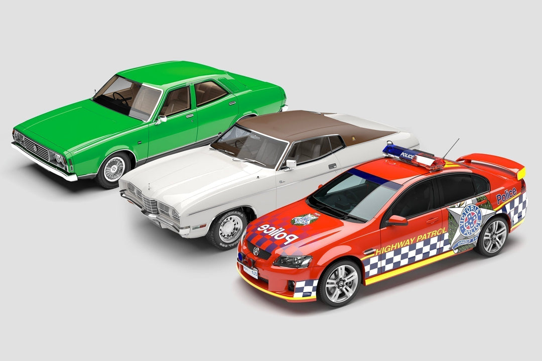 Victoria Police Highway Patrol Car Heads Five New Australian Classic Cars Announced In 1:18 Scale