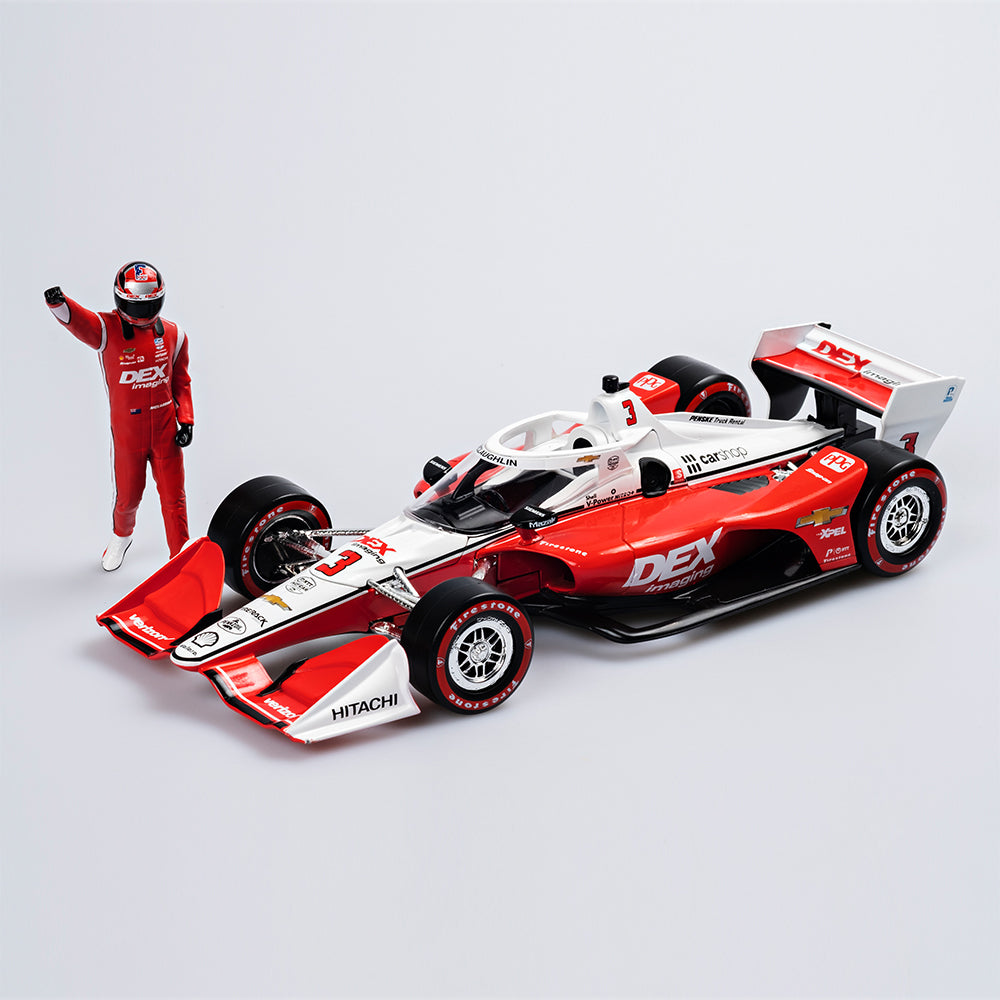 1:18 Team Penske #3 DEX Imaging Dallara Chevrolet IndyCar - 2022 Scott McLaughlin First IndyCar Win/Pole With Figurine