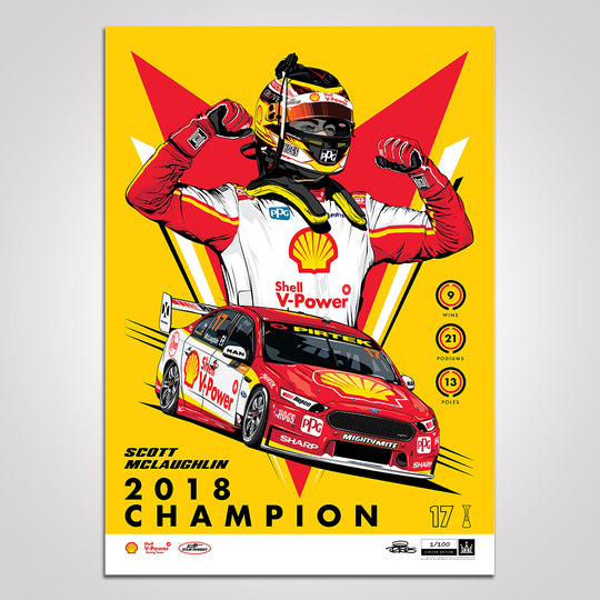Shell V-Power Racing Team 'Scott McLaughlin 2018 Champion' Illustrated Print - Variant Edition