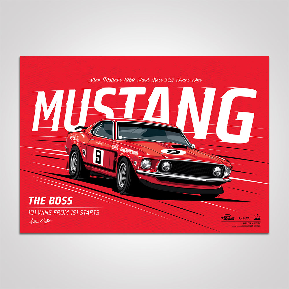 Allan Moffat 1969 Ford BOSS 302 Trans-Am Mustang - Standard Edition Print