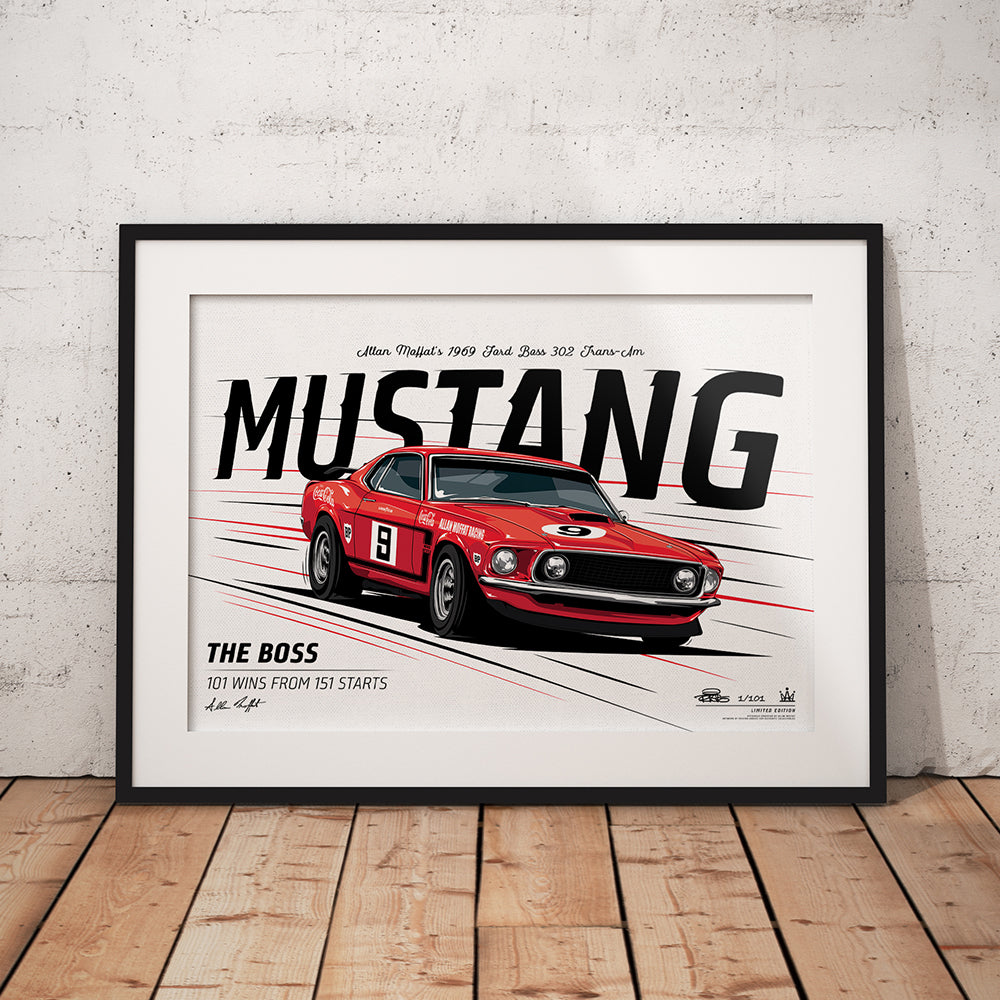 Allan Moffat 1969 Ford BOSS 302 Trans-Am Mustang - Variant Edition Print