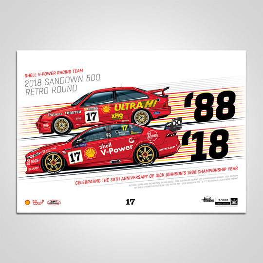 Shell V-Power Racing Team 2018 Sandown 500 Retro Round #17 Sierra/Falcon Print