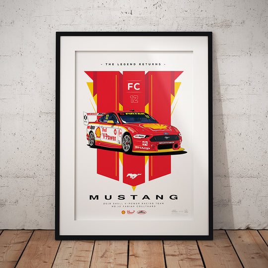 The Legend Returns: 2019 Shell V-Power Racing Team #12 Fabian Coulthard Mustang Illustrated Print