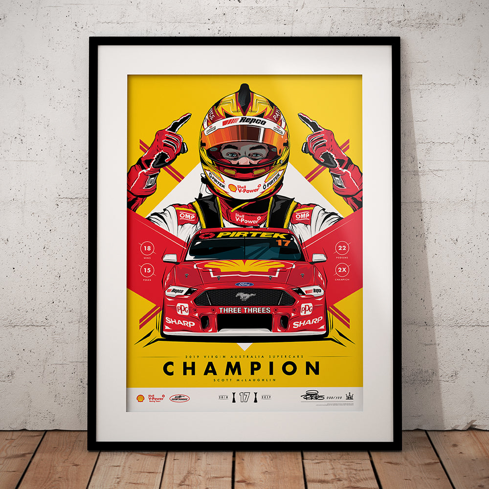 Shell V-Power Racing Team ‘Scott McLaughlin 2019 Champion’ Illustrated Print - Variant Edition