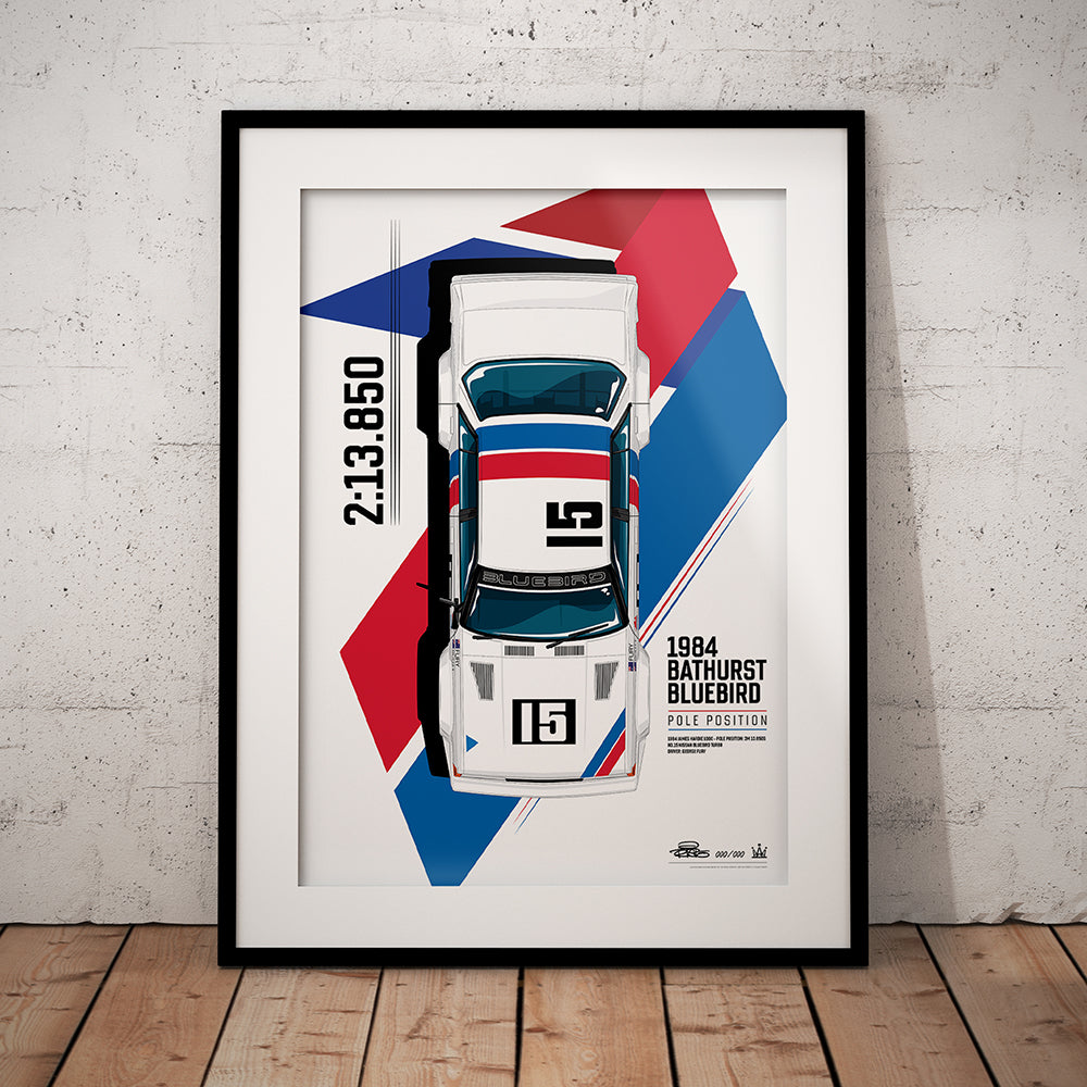 1984 Bathurst Bluebird Pole Position Limited Edition Illustrated Print