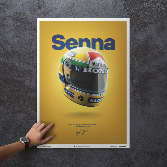 McLaren MP4/4 Ayrton Senna Helmet Quote Print