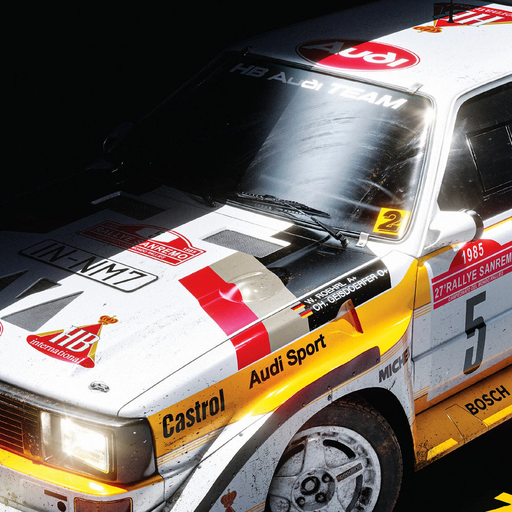 Audi Quattro S1 - Shadow - Walter Rohrl & Christian Geistdorfer - San Remo 1985 - Limited Edition Print